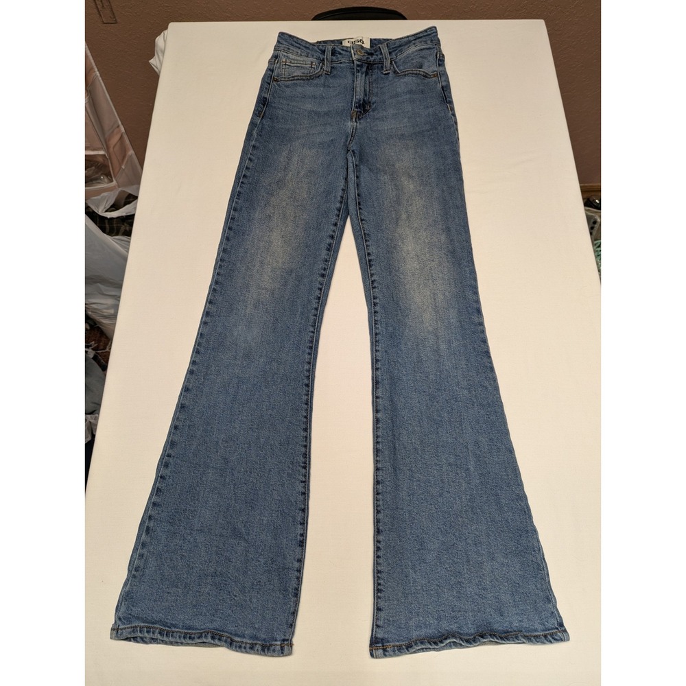 RSQ High Rise Flare Jeans Womens 25 Medium Wash Blue Denim Boho 70s Style